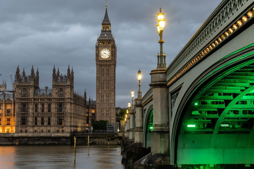 Big Ben tower located in the heart of London, England